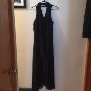 Black short romper with sheer over lay to floor!!